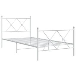 Berkfield Home Metal Bed Frame without Mattress with Footboard White 90x190cm - Size: 90x190 cm - thumbnail 3