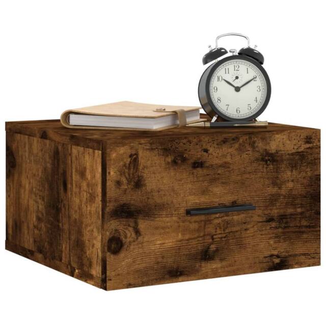 Berkfield Home Decorative Wall-mounted Bedside Cabinets 2 pcs Smoked Oak 35x35x20 cm in Brown - Size: 35 x 35 x 20 cm - image 1