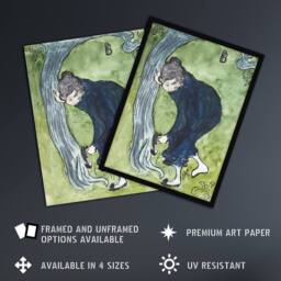 "Artery8 The False Step Watercolour Painting Bonnard Wall Art Poster Print in Green - Size: W12"" x H16""" - thumbnail 2