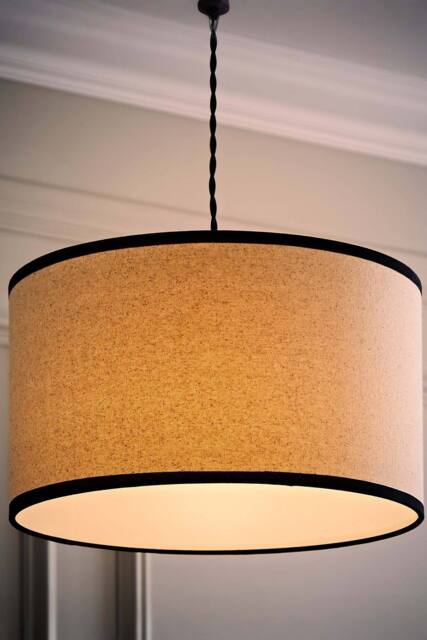 ValueLights Eva Natural Linen 35cm Ceiling Floor Table Drum Lamp Shade with Bulb - Size: Medium - image 1