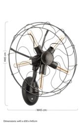 Orsina Retro Fan-Style Wall Lamp With Exposed Metal Frame, Accent Wall Lighting, Silver Finish Multi-Bulb Light in Black - thumbnail 2