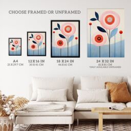 "Wee Blue Coo Wall Art Print Kaleidoscope Blossom Oil Painting Pastel Colour Pink Blue Boho Geometric Art Framed - Size: W12"" x H16""" - thumbnail 3