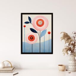 "Wee Blue Coo Wall Art Print Kaleidoscope Blossom Oil Painting Pastel Colour Pink Blue Boho Geometric Art Framed - Size: W12"" x H16""" - thumbnail 4