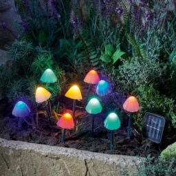 mysmartbuy 10 x Solar Mushroom LED Stake Lights - Water Resistant Outdoor Garden Pathway, Flower Bed, Border, Lawn Lighting Decorations