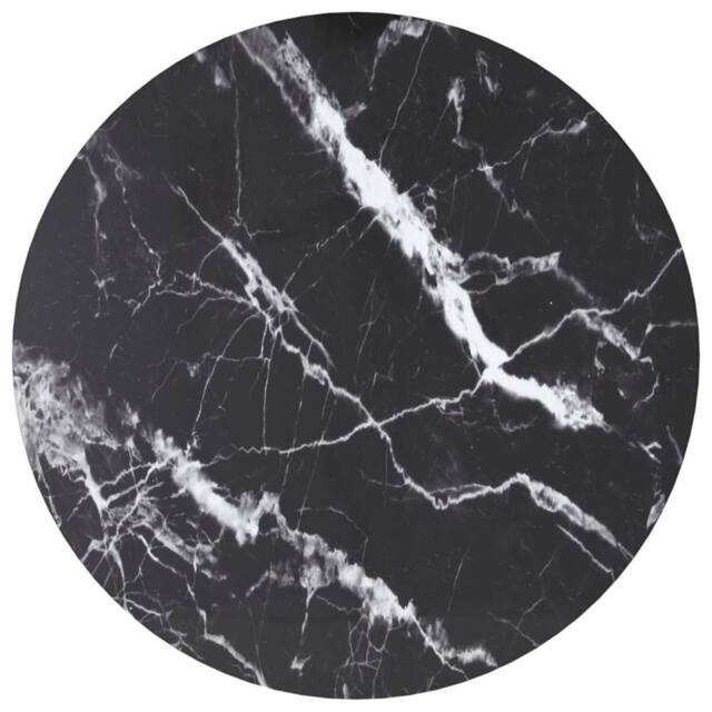 Berkfield Home Table Top Black Ã˜40x0.8 cm Tempered Glass with Marble Design - Size: 40x0.8 cm - image 1
