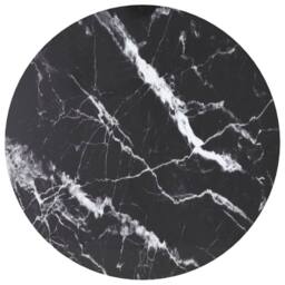Berkfield Home Table Top Black Ã˜40x0.8 cm Tempered Glass with Marble Design - Size: 40x0.8 cm
