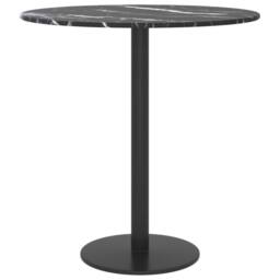 Berkfield Home Table Top Black Ã˜40x0.8 cm Tempered Glass with Marble Design - Size: 40x0.8 cm - thumbnail 3