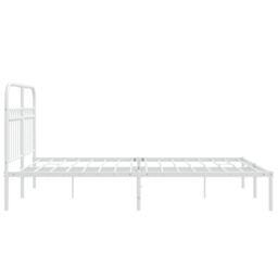 Berkfield Home Metal Bed Frame without Mattress with Headboard White 140x200cm - Size: 140x200 cm - thumbnail 5