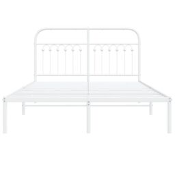 Berkfield Home Metal Bed Frame without Mattress with Headboard White 140x200cm - Size: 140x200 cm - thumbnail 4
