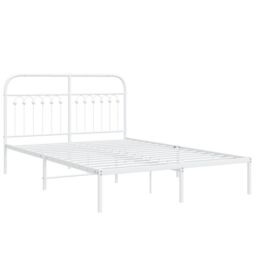 Berkfield Home Metal Bed Frame without Mattress with Headboard White 140x200cm - Size: 140x200 cm - thumbnail 3