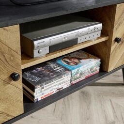 Home Source Dallas Herringbone 2 Door TV Stand Storage Unit in Black - thumbnail 5