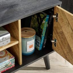 Home Source Dallas Herringbone 2 Door TV Stand Storage Unit in Black - thumbnail 7