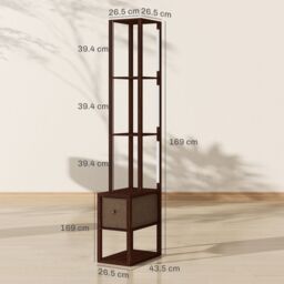 HOMCOM Floor Lamp with Shelves, LED Standing Lamp with Fabric Drawer in Dark Brown - thumbnail 3