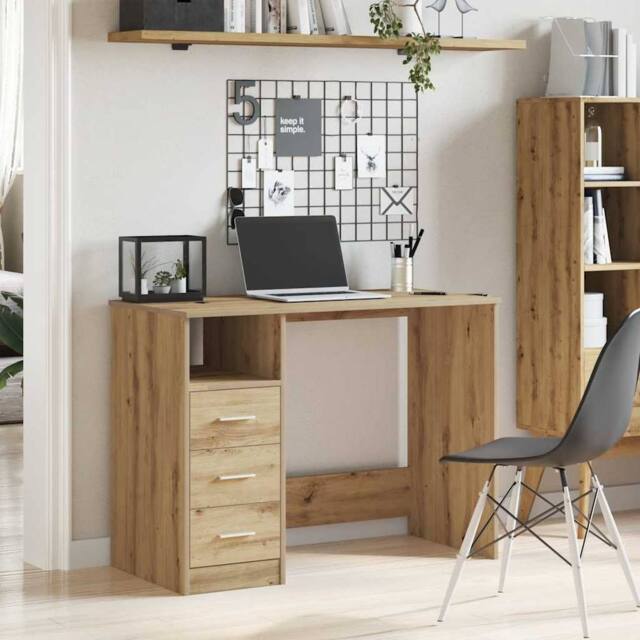 Berkfield Home Modern Desk Artisan Oak 102x76x50 cm Engineered Wood in Brown - Size: 102 x 76 x 50 cm - image 1