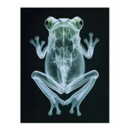 "Artery8 Frog Teal Green Dark Luminescent Xray Effect Wall Art Print in Black - Size: W18"" x H24""" - thumbnail 1