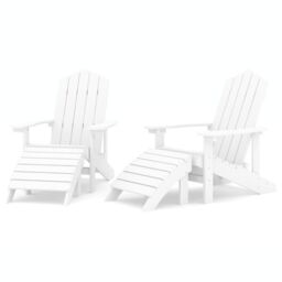 Berkfield Home Garden Adirondack Chairs 2 pcs with Footstools HDPE White - thumbnail 2