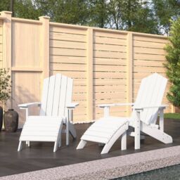 Berkfield Home Garden Adirondack Chairs 2 pcs with Footstools HDPE White - thumbnail 1