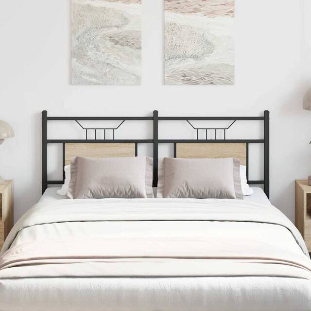 Berkfield Home Headboard Sonoma Oak 150 cm Engineered Wood & Steel in Brown - image 1