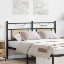 Berkfield Home Headboard Sonoma Oak 150 cm Engineered Wood & Steel in Brown - thumbnail 3