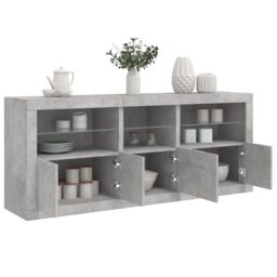 Berkfield Home Sideboard with LED Lights Concrete Grey 162x37x67 cm - Size: 162 x 37 x 67 cm - thumbnail 4