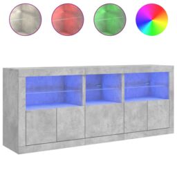 Berkfield Home Sideboard with LED Lights Concrete Grey 162x37x67 cm - Size: 162 x 37 x 67 cm - thumbnail 2