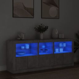 Berkfield Home Sideboard with LED Lights Concrete Grey 162x37x67 cm - Size: 162 x 37 x 67 cm