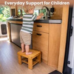 Nordara Heavy Duty Bamboo Multi Purpose Step Stool & Seat with Storage Shelf in Natural - thumbnail 5