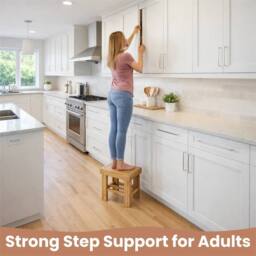 Nordara Heavy Duty Bamboo Multi Purpose Step Stool & Seat with Storage Shelf in Natural - thumbnail 4