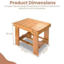 Nordara Heavy Duty Bamboo Multi Purpose Step Stool & Seat with Storage Shelf in Natural - thumbnail 2