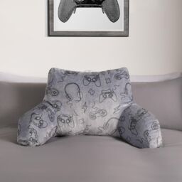 OHS Gaming Reading Cushion Filled Plump Padded Warm Bed Chair Soft Support Pillow in Charcoal