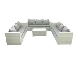 Fimous Rattan Garden Outdoor Furniture Set 9 Seater Garden Sofa Coffee Table Set Light Grey Mixed - thumbnail 1