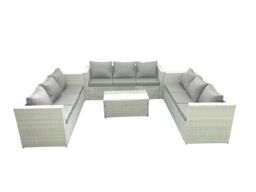 Fimous Rattan Garden Outdoor Furniture Set 9 Seater Garden Sofa Coffee Table Set Light Grey Mixed - thumbnail 2