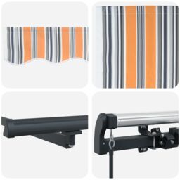 Berkfield Home Manual Retractable Awning Multicolour Stripe 400x300 cm in Orange - thumbnail 8