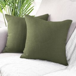 Allure Bath Fashions Hotel Waffle Cushion Covers Two Pack in Khaki - Size: 50 cm x 50 cm