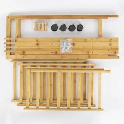 VOGREX New Bamboo Open Wardrobe Rack With Shelves & Hanging Rod in Beige - thumbnail 2