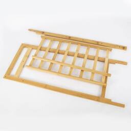 VOGREX New Bamboo Open Wardrobe Rack With Shelves & Hanging Rod in Beige - thumbnail 4