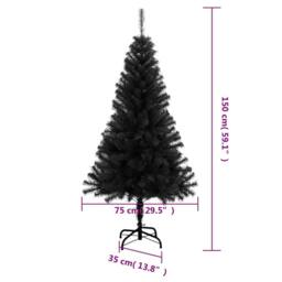 Berkfield Home Modern Artificial Christmas Tree with Stand Black 150 cm PVC - thumbnail 7