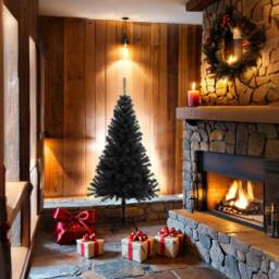 Berkfield Home Modern Artificial Christmas Tree with Stand Black 150 cm PVC - thumbnail 3