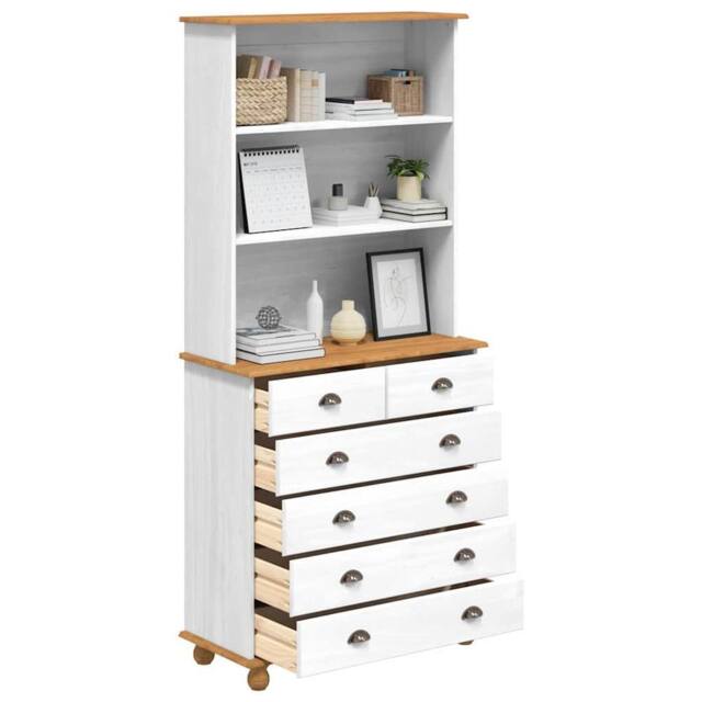 Berkfield Home Hutch ‚ÄúASKIM‚Äù White 91x40x199.5 cm Solid Wood Pine - image 1