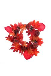Living and Home Halloween Thanksgiving Fall Maple Leaf Pumpkin Wreath Artificial Wreath Front Door Decoration in Red