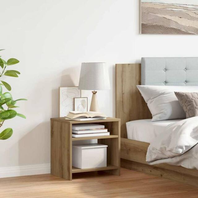 Berkfield Home Timeless Bedside Cabinet¬†Aritisian Oak 40x30x40 cm Engineered Wood in Brown - Size: 40 x 30 x 40 cm - image 1