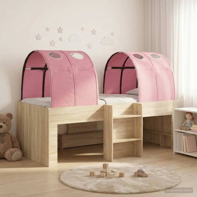 Berkfield Home Bed with Tunnel 4 pcs Sonoma & Pink Engineered Wood in Brown - image 1