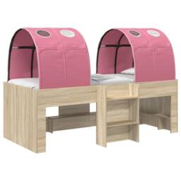 Berkfield Home Bed with Tunnel 4 pcs Sonoma & Pink Engineered Wood in Brown - thumbnail 2