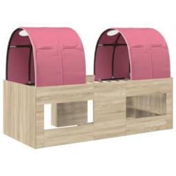 Berkfield Home Bed with Tunnel 4 pcs Sonoma & Pink Engineered Wood in Brown - thumbnail 8