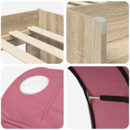 Berkfield Home Bed with Tunnel 4 pcs Sonoma & Pink Engineered Wood in Brown - thumbnail 9