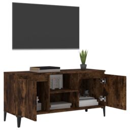 Berkfield Home TV Cabinet with Metal Legs Smoked Oak 103.5x35x50 cm in Brown - thumbnail 4