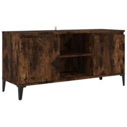 Berkfield Home TV Cabinet with Metal Legs Smoked Oak 103.5x35x50 cm in Brown - thumbnail 2
