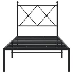 Berkfield Home Metal Bed Frame without Mattress with Headboard Black 80x200cm - Size: 80x200 cm - thumbnail 4