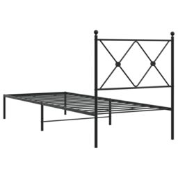 Berkfield Home Metal Bed Frame without Mattress with Headboard Black 80x200cm - Size: 80x200 cm - thumbnail 6