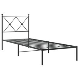 Berkfield Home Metal Bed Frame without Mattress with Headboard Black 80x200cm - Size: 80x200 cm - thumbnail 3